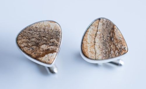 Srebrne spinki do mankietów z jaspisem