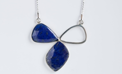 naszyjnik z granatowym kamieniem naturalnym lapis lazuli