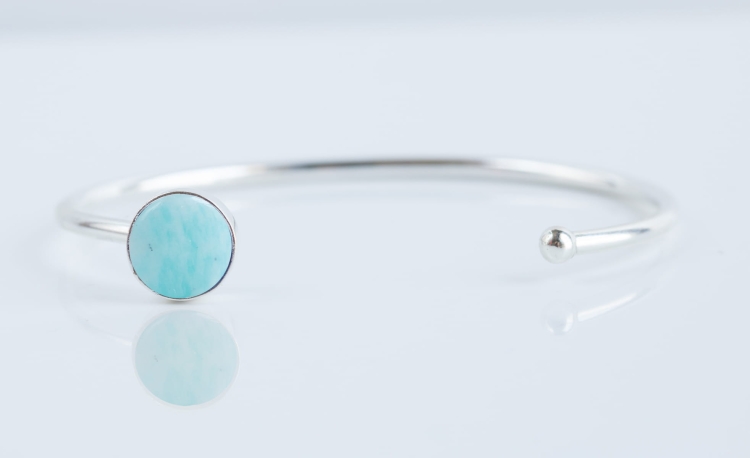 Bransoletka Minimal z naturalnym amazonitem w srebrze