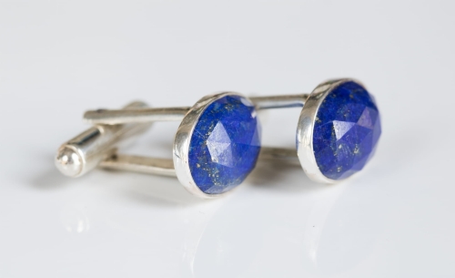 Srebrne spinki do mankietów z lapisem