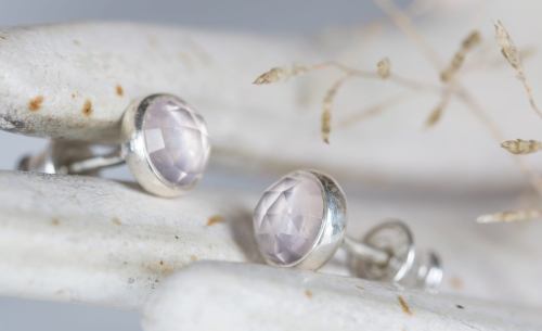 Srebrne sztyfty z kwarcem różowym