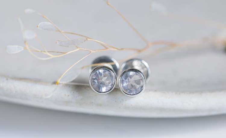 Srebrne sztyfty z jasnym kwarcem różowym