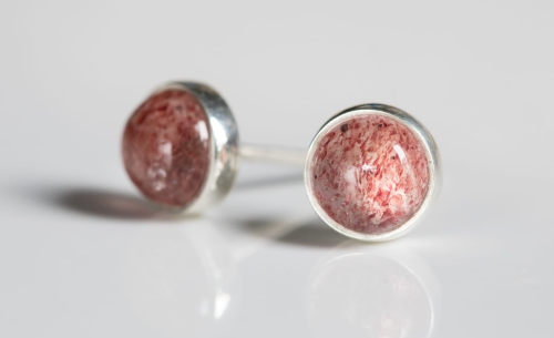 Srebrne sztyfty z kwarcem truskawkowym