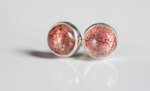 kolczyki z kwarcem truskawkowym