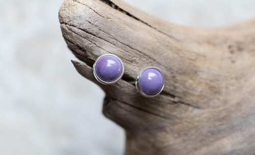 Srebrne sztyfty z lawendowym jadeitem