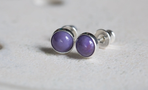 Srebrne sztyfty z lawendowym jadeitem