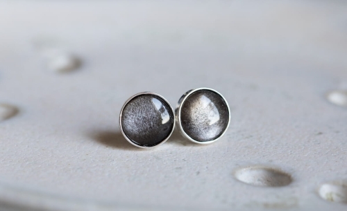 Kolczyki z obsydianem srebrzystym 8mm