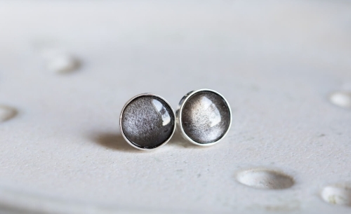 Kolczyki z obsydianem srebrzystym 8mm