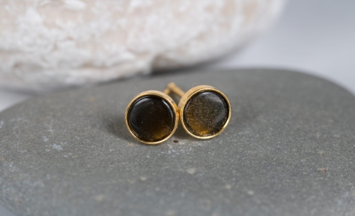 Pozłacane sztyfty z kawowym obsydianem złocistym