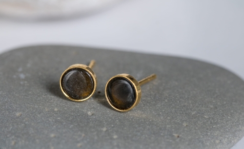 Pozłacane sztyfty z kawowym obsydianem złocistym
