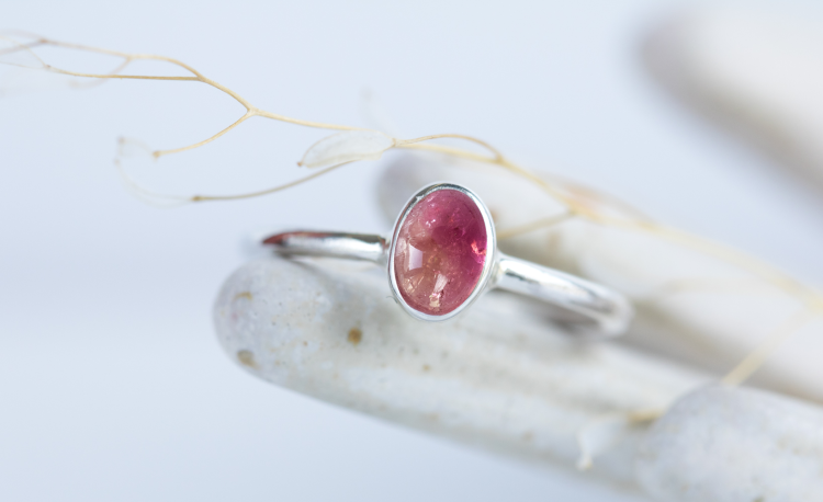 Srebrny pierścionek z turmalinem arbuzowym