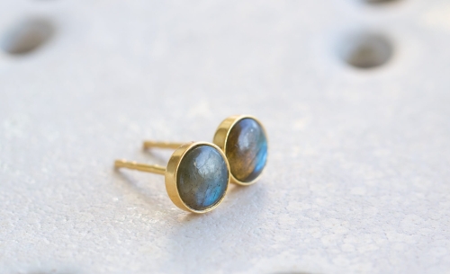Kolczyki z labradorytem pozłacane
