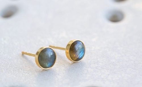 Kolczyki z labradorytem pozłacane