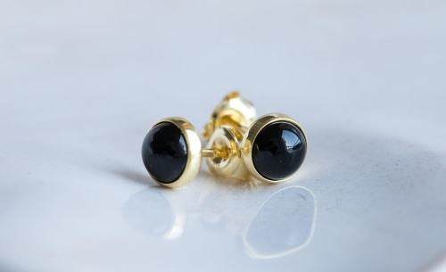 Złocone sztyfty z obsydianem