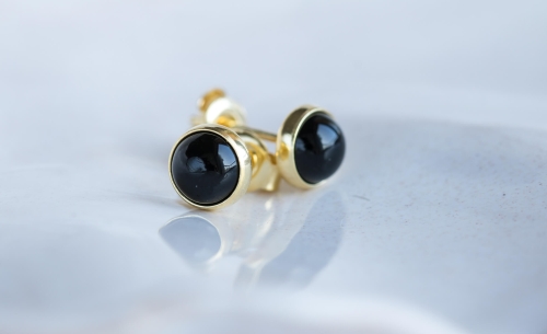 Złocone sztyfty z obsydianem