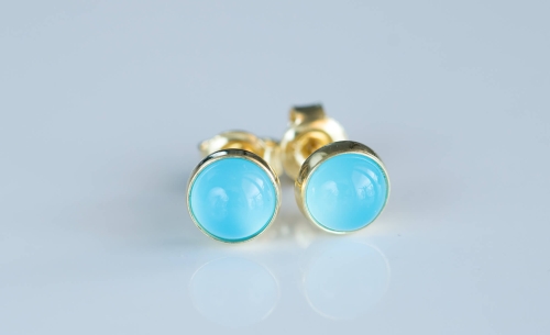 Złocone sztyfty z niebieskim agatem