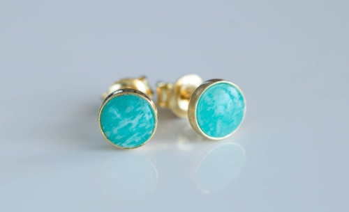 Złocone sztyfty z miętowymi amazonitami