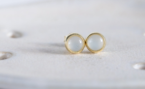 Kamień księżycowy - kolczyki srebrne złocone