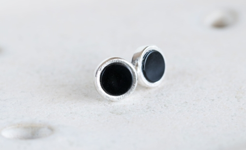 Srebrne kolczyki z czarnymi onyksami