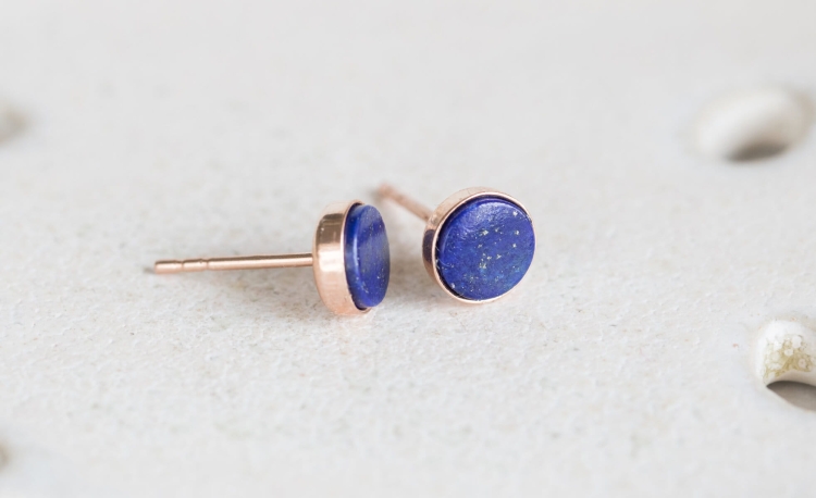 Kolczyki z lapis lazuli w różowym złoceniu