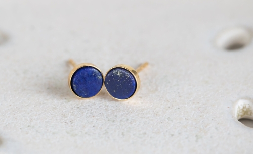 Lapis lazuli - pozłacane kolczyki Mims
