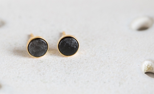 Obsydian czarny pozłacany