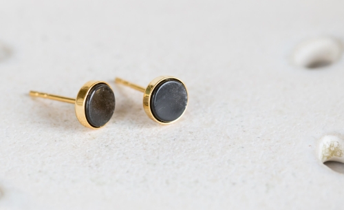 Obsydian czarny pozłacany