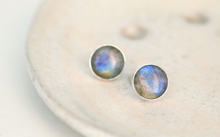 Kolczyki srebrne z labradorytem 8mm