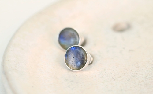 Kolczyki srebrne z labradorytem 8mm