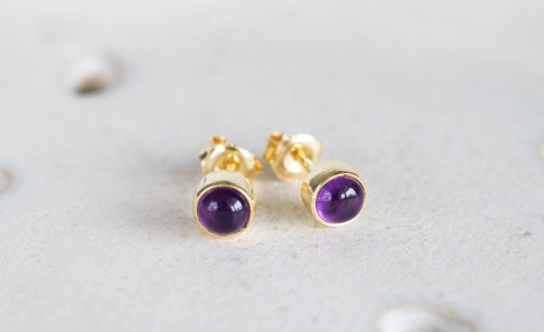 Kolczyki z ametystem pozłacanym