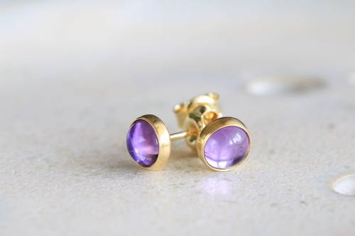 Kolczyki z ametystem 6mm pozłacane