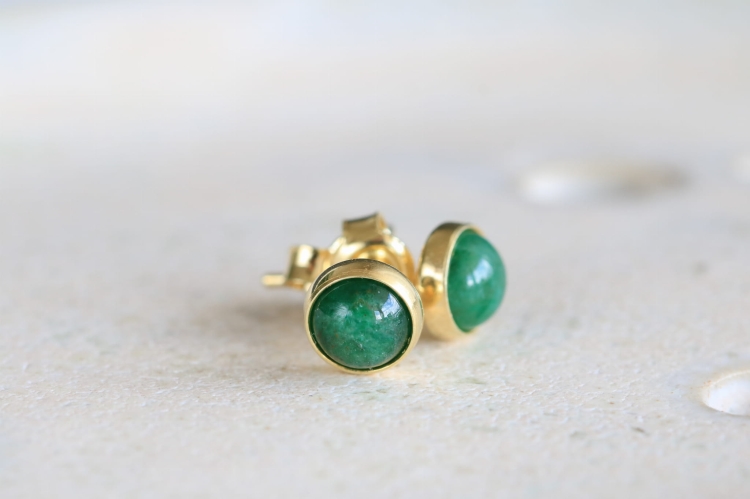 Złocone sztyfty z zielonym awenturynem