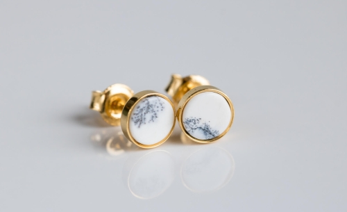 Złocone sztyfty z agatem dendrytowym