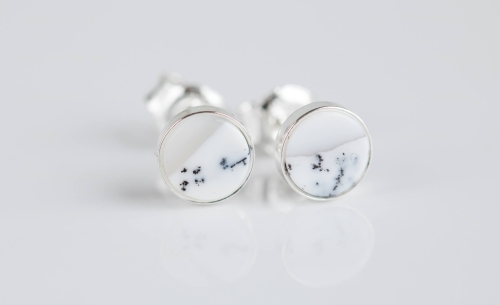 Srebrne kolczyki z agatem dendrytowym