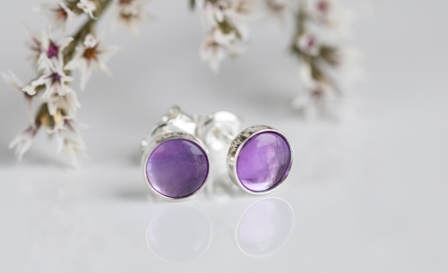 Srebrne sztyfty z ametystami