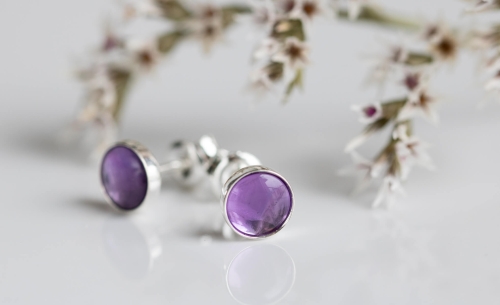 Srebrne sztyfty z ametystami