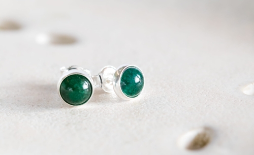 Awenturyn - kolczyki srebrne w ciemnej zieleni
