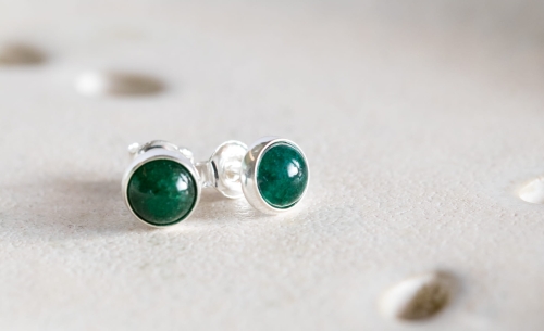 Awenturyn - kolczyki srebrne w ciemnej zieleni