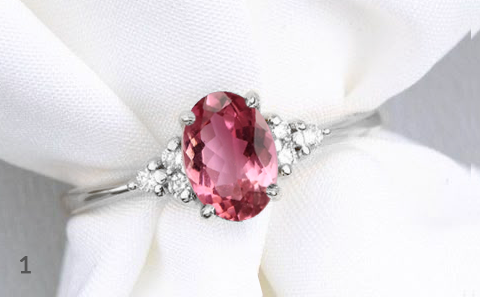 Pierścionek z turmalinem i diamentami w białym złocie