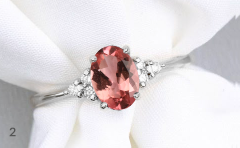 Pierścionek z turmalinem i diamentami w białym złocie