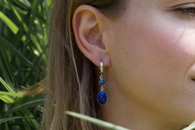Srebrne kolczyki z lapis lazuli i tanzanitem
