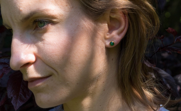 Złocone sztyfty z zielonym awenturynem