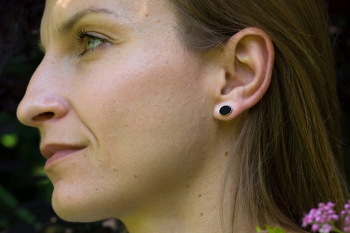 Srebrne kolczyki z owalnym onyksem