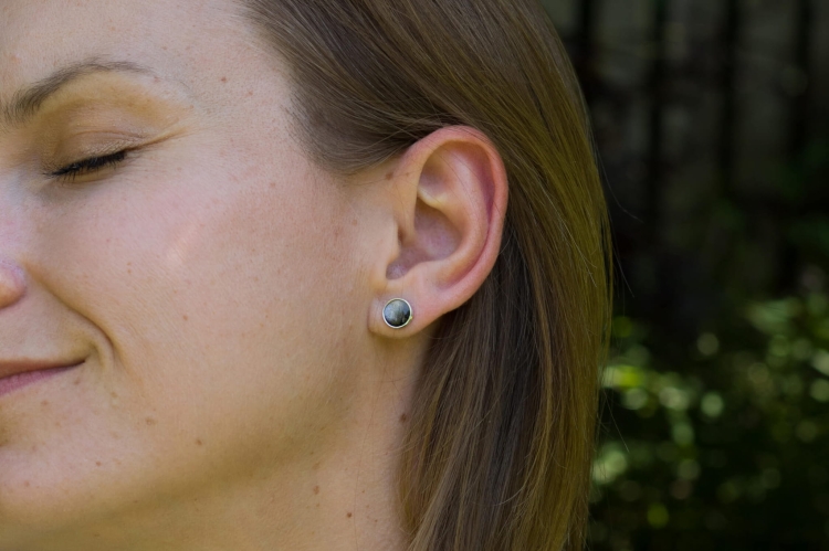 Srebrne kolczyki z obsydianem