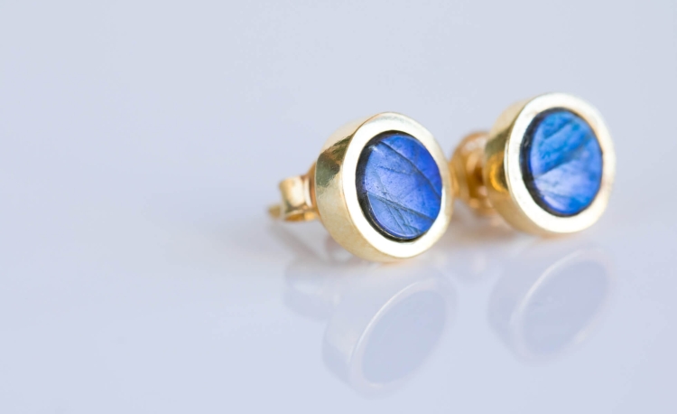 Złocone sztyfty z labradorytem