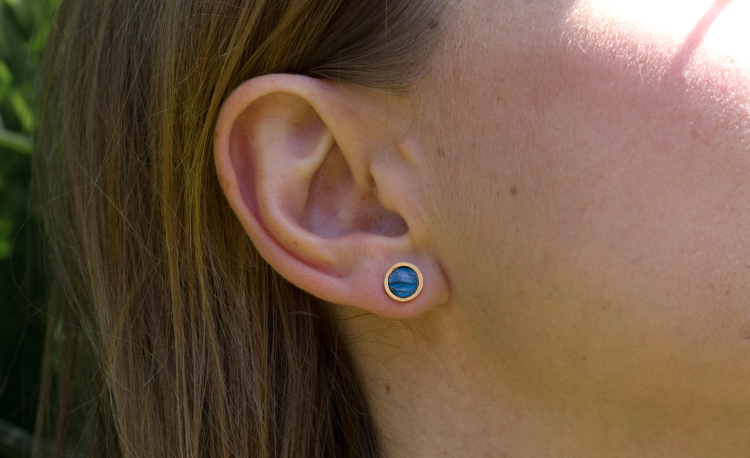 Złocone sztyfty z labradorytem