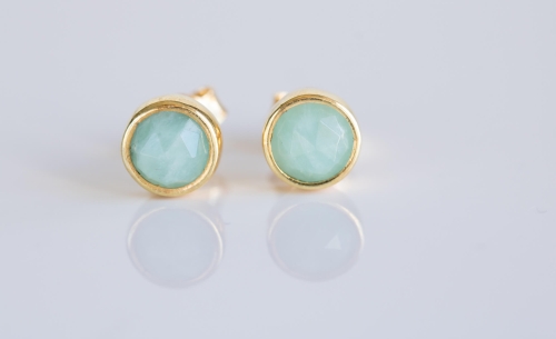 Amazonit  - kolczyki srebrne pozłacane