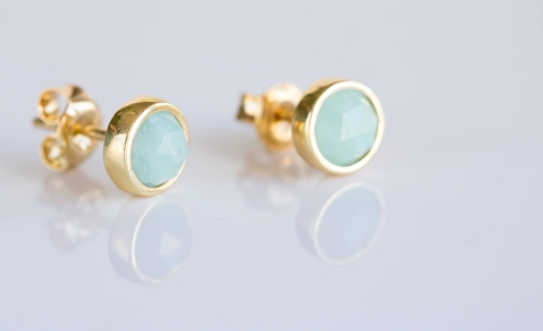 Amazonit  - kolczyki srebrne pozłacane