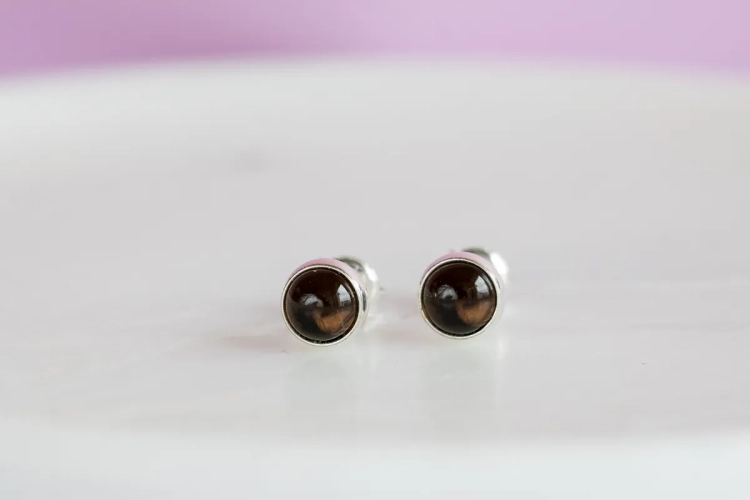 Srebrne sztyfty z kwarcem dymnym