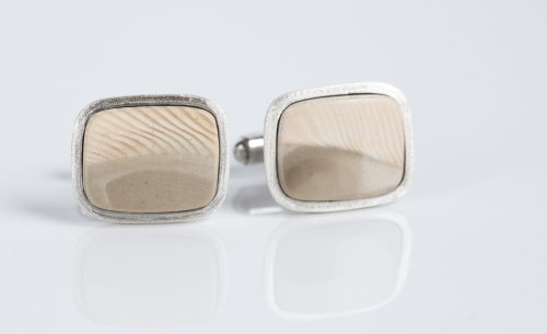 Srebrne spinki do mankietów z krzemieniem pasiastym